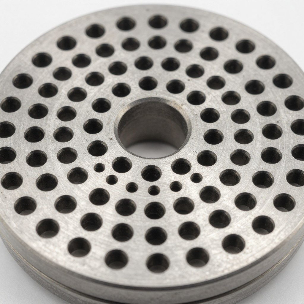 Close-up of MAIKONG ring die showing precision drilled compression holes