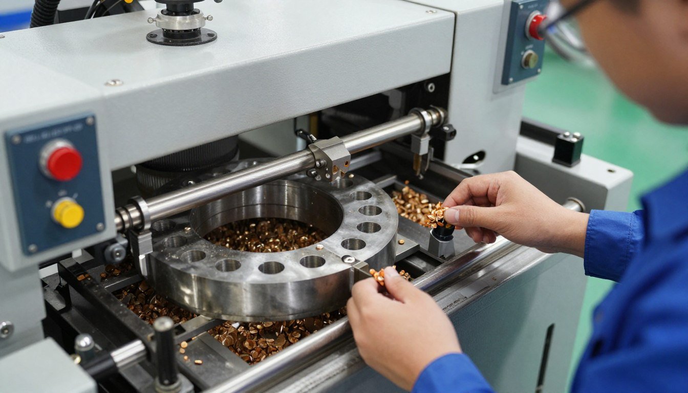 Custom feed pellet machine showing adjustable components