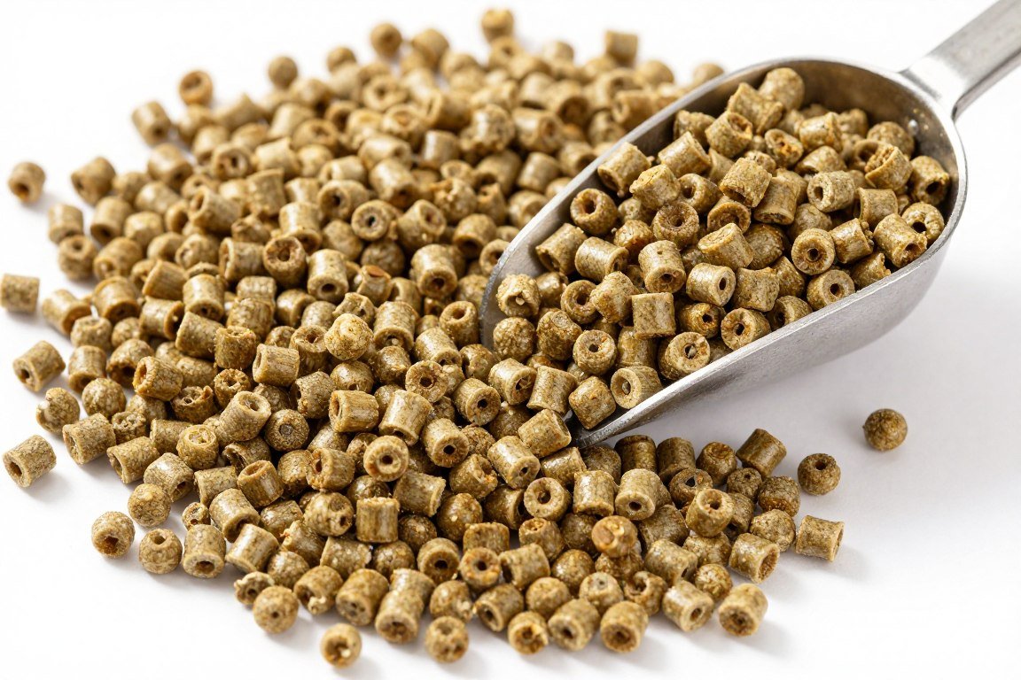 Poultry feed pellets produced by manual pellet machine