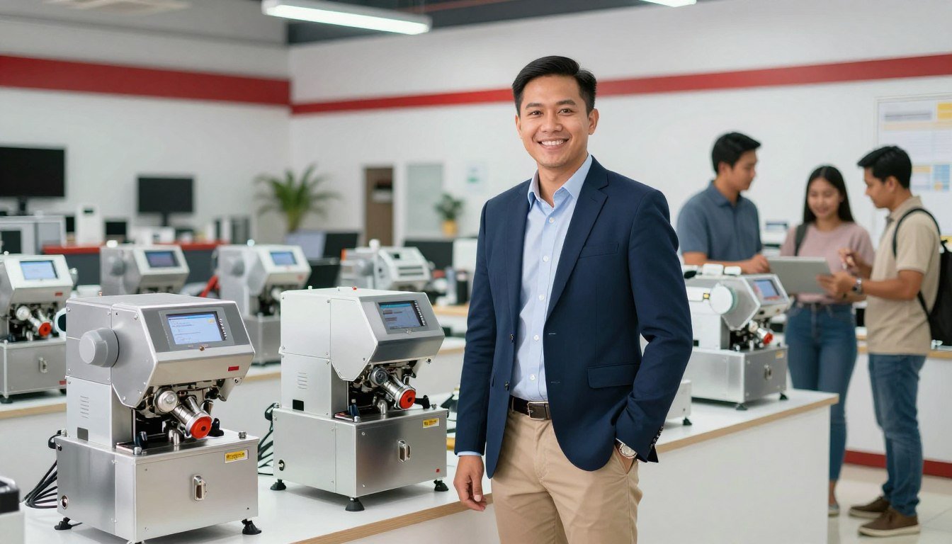 Successful Philippine dealer partner with MAIKONG pellet machine inventory and satisfied customers