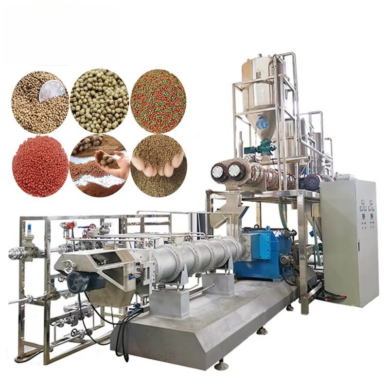 Modern cattle feed pellet production line factory floor with conveyor systems and processing equipment