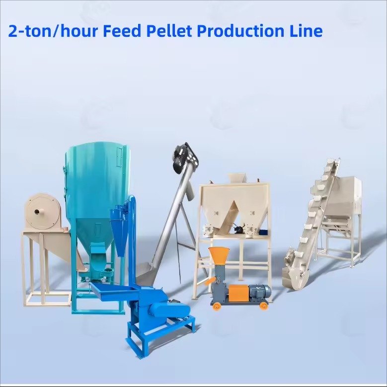Complete chicken feed production line facility in Philippines showing pellet machines and processing equipment