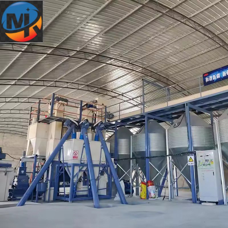 Complete cattle feed pellet production line showing all major components