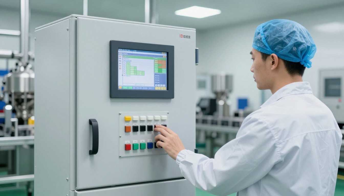 Automated control panel for aquatic feed production line