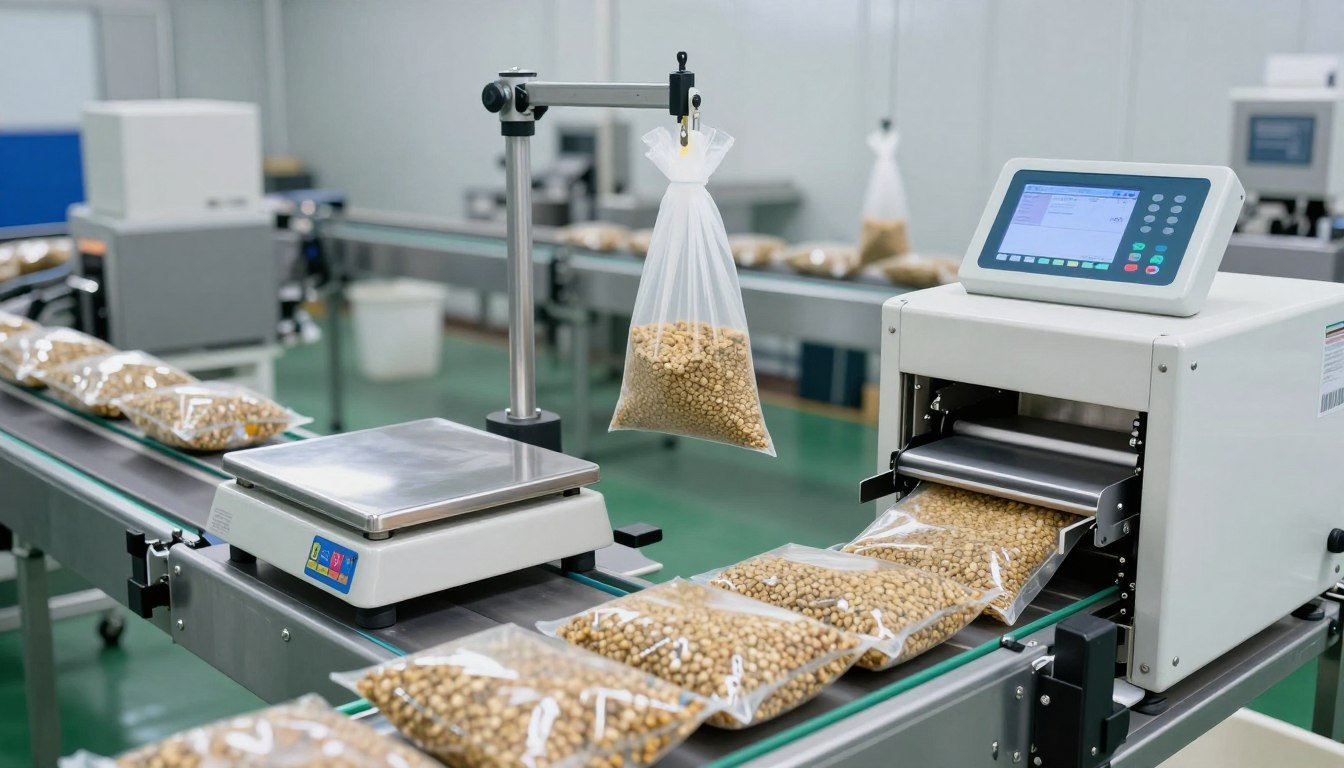 Automated fish feed packaging machine