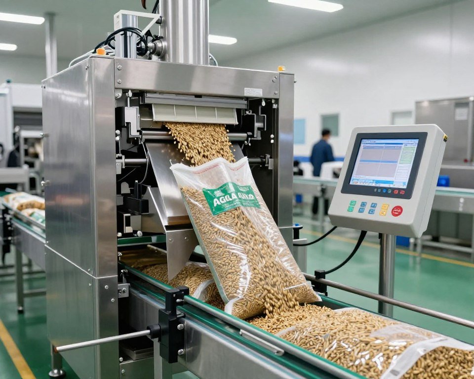 Automatic bagging machine for aqua feed packaging