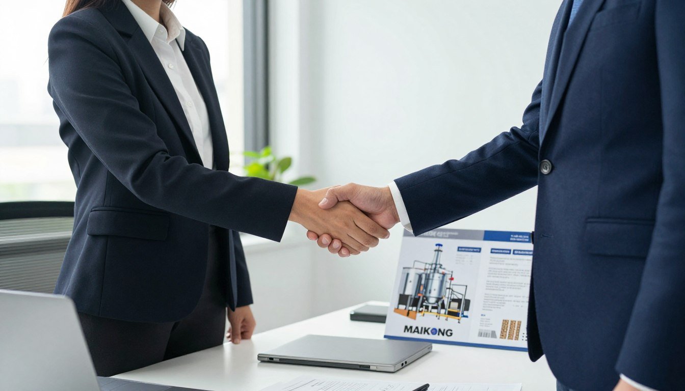 Business handshake representing MAIKONG dealer partnership agreement