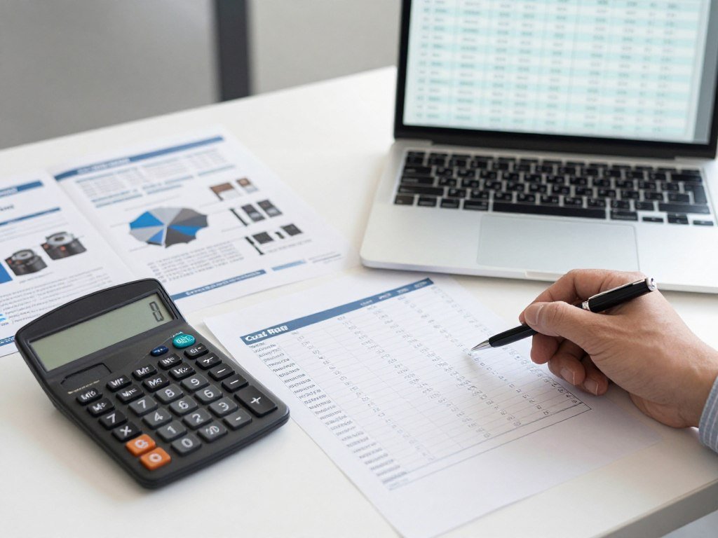 Business planning for feed pellet machine investment showing financial calculations and equipment specifications