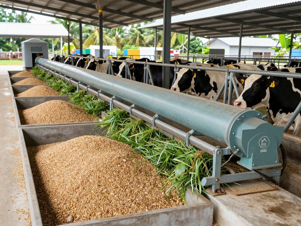 Cattle feed pellet production line at Vietnamese beef cattle farm
