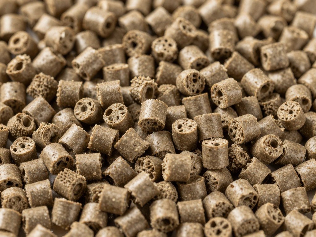 Cattle manure pellets in production