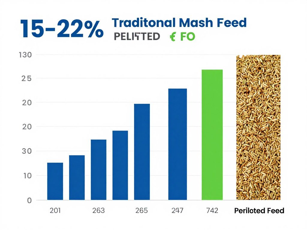 Chart showing improved cattle weight gain with pelleted feed