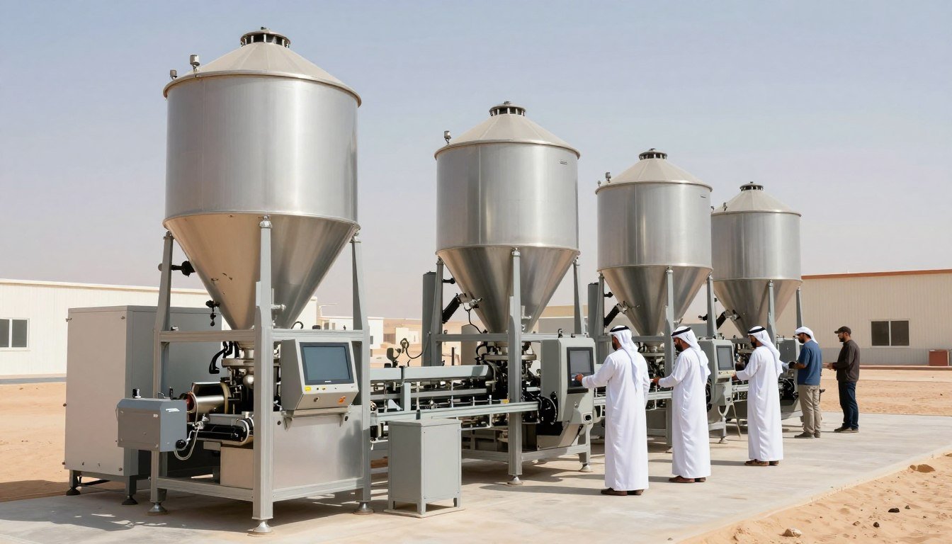 Climate-controlled MAIKONG cattle feed production facility in Saudi Arabian operation