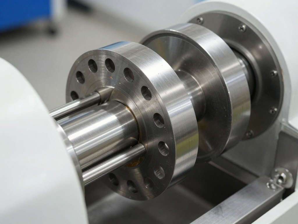 Close-up of manual pellet machine mechanism showing die and roller assembly