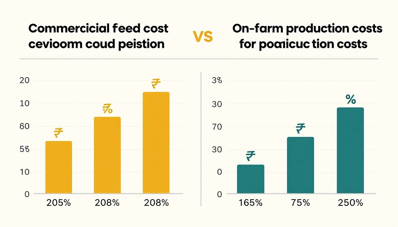 Comparison chart showing cost savings from in-house feed production Comparison chart showing cost savings from in-house feed production