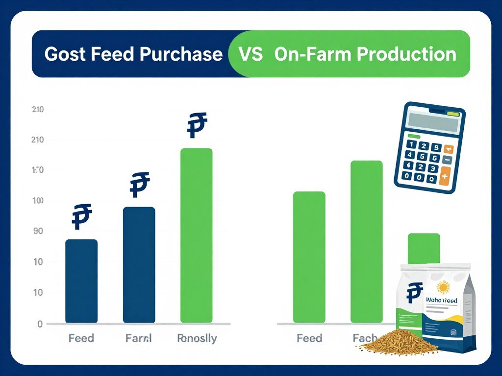 Comparison chart showing feed cost savings with on-farm pellet production