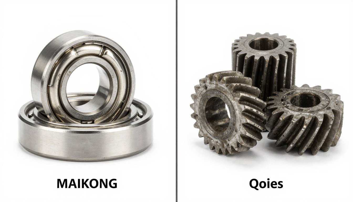 Comparison of MAIKONG premium components versus inferior quality alternatives showing difference in durability