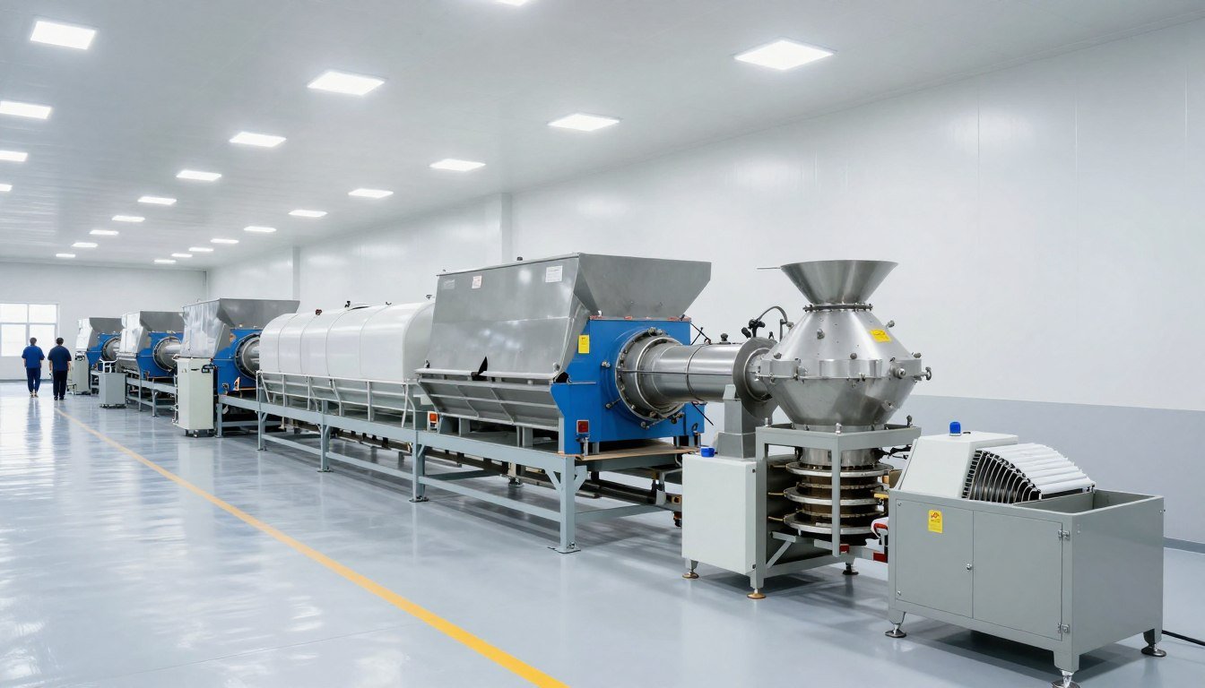 Complete MAIKONG feed pellet production line layout in factory