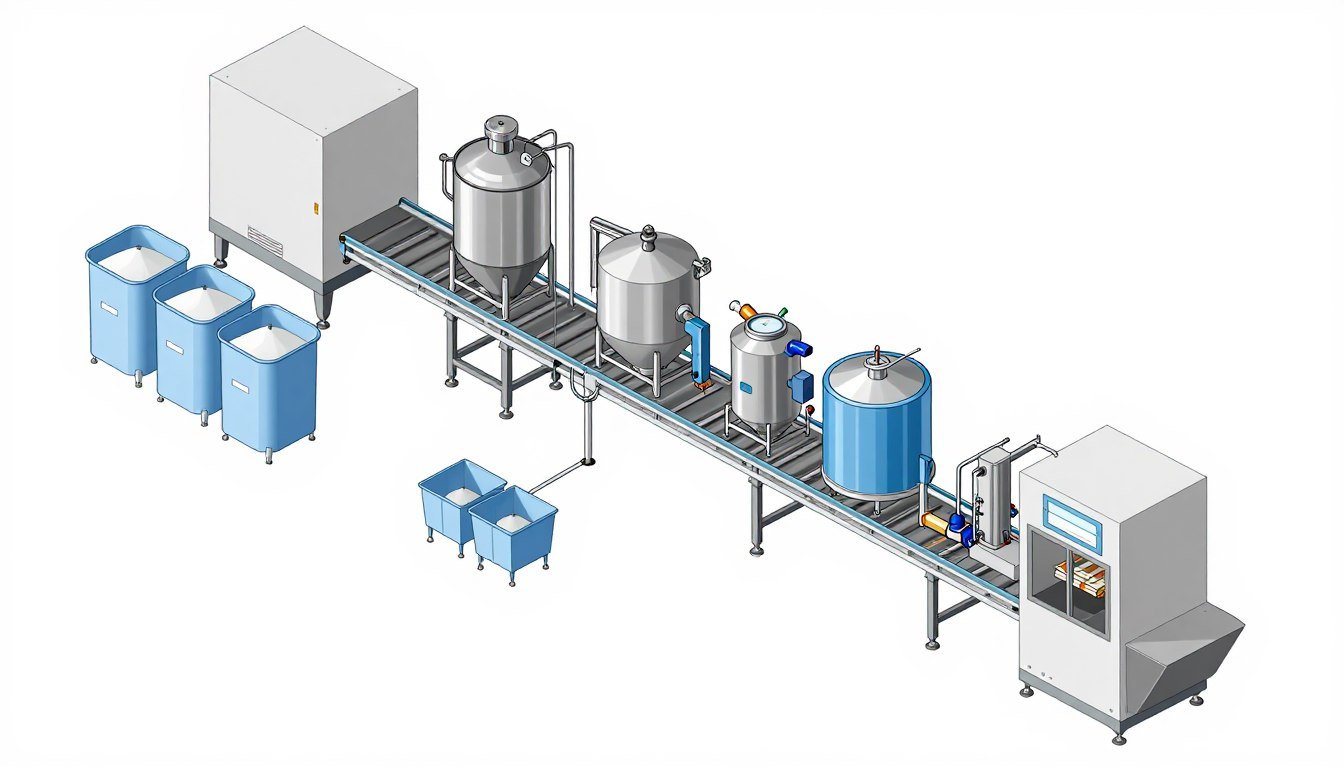 Complete aqua feed production line process flow from raw materials to finished product