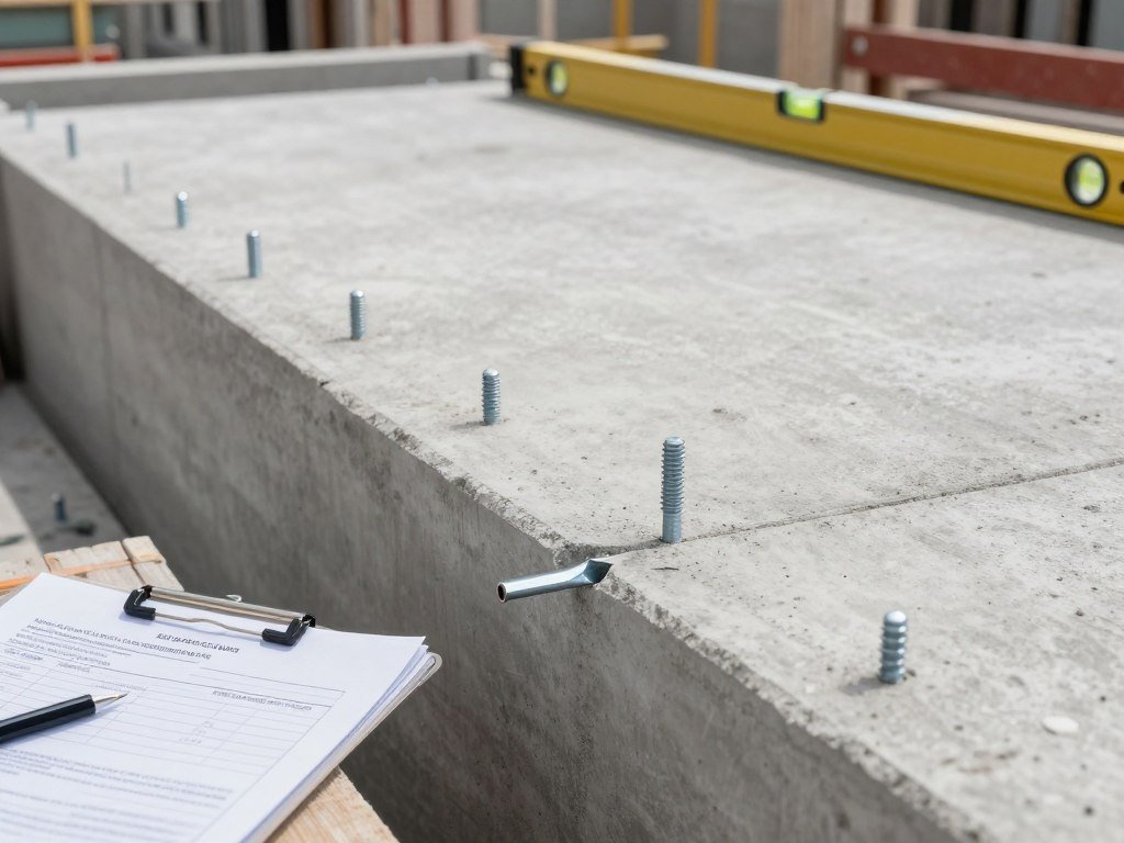 Concrete foundation prepared for fish feed equipment installation