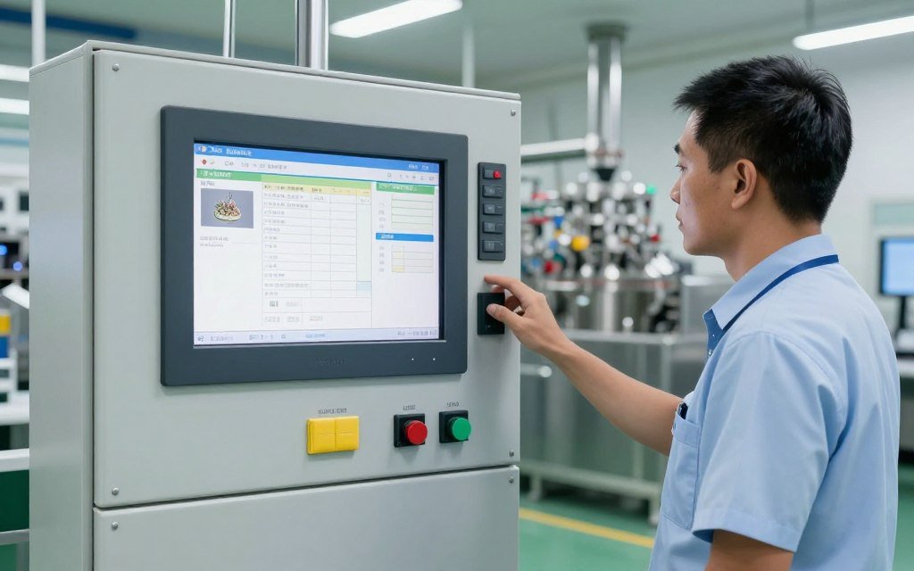 Control panel for automated aqua feed production line