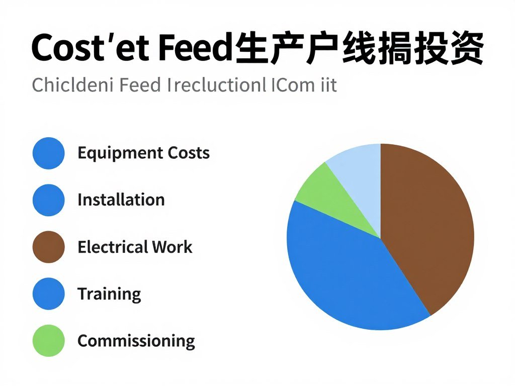 Cost breakdown chart showing chicken feed production line investment components