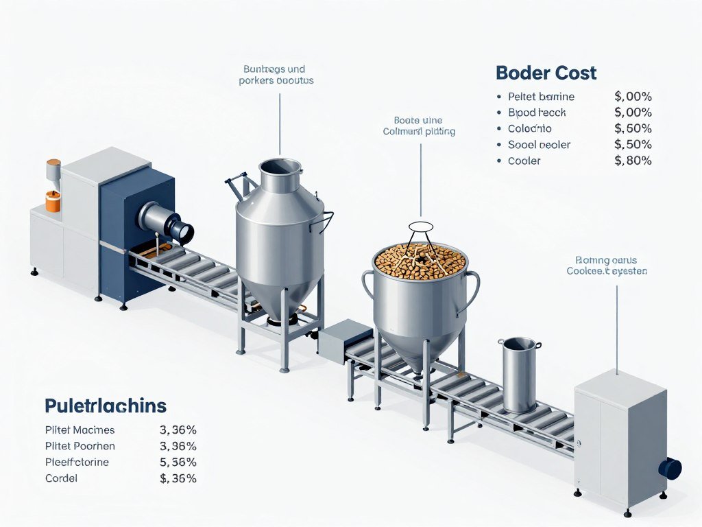 Cost breakdown components of complete fish feed pellet production system