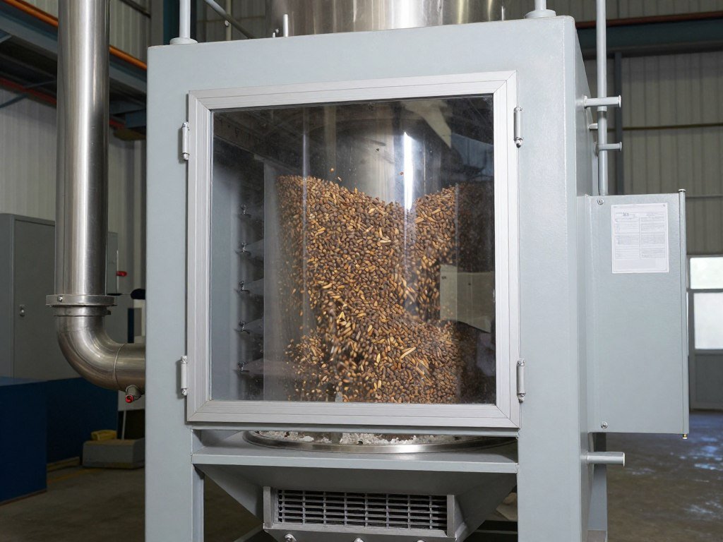 Counterflow cooler for feed pellet cooling