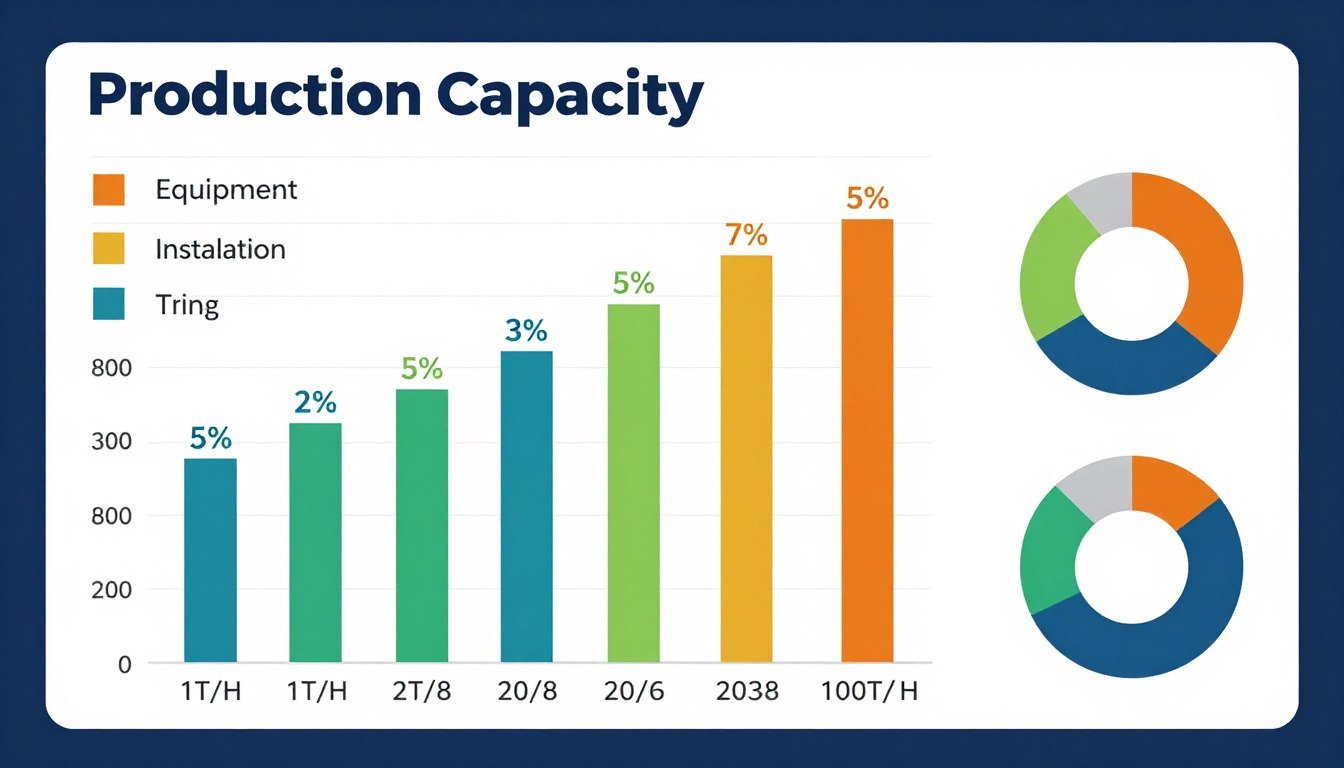 Detailed cost breakdown infographic for different chicken feed production line capacities Detailed cost breakdown infographic for different chicken feed production line capacities