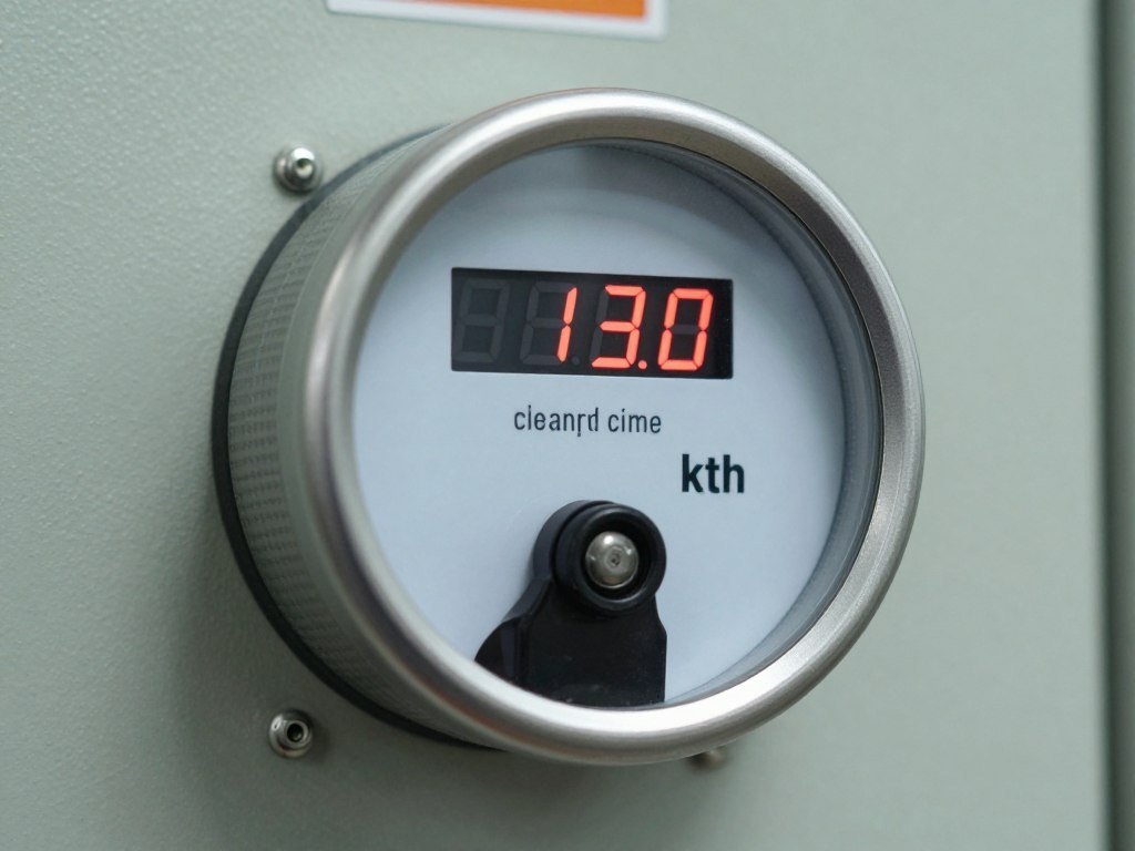 Energy meter showing power consumption of feed production equipment