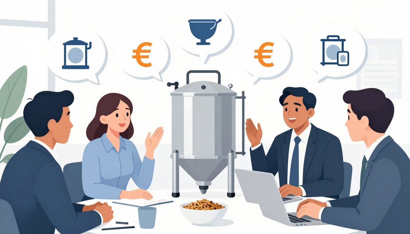 FAQ concept image showing customer questions about feed production equipment