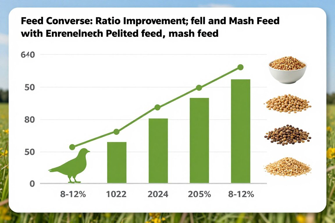 Feed conversion ratio comparison chart showing pelleted vs mash feed Feed conversion ratio comparison chart showing pelleted vs mash feed
