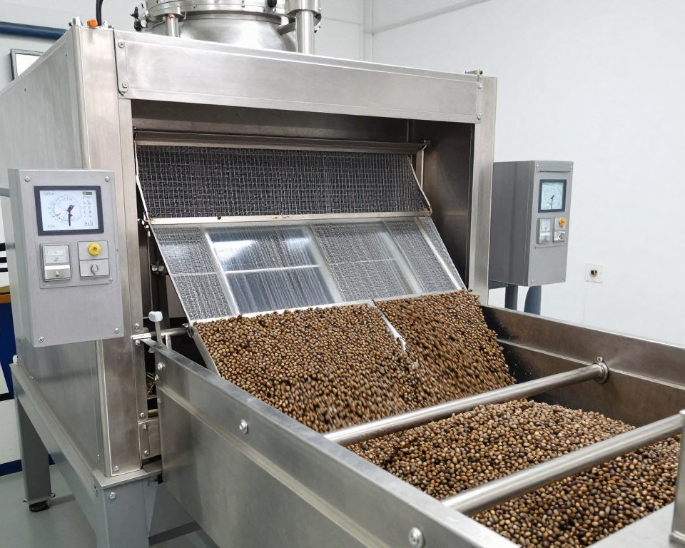 Feed pellet cooling system with pellets on conveyor