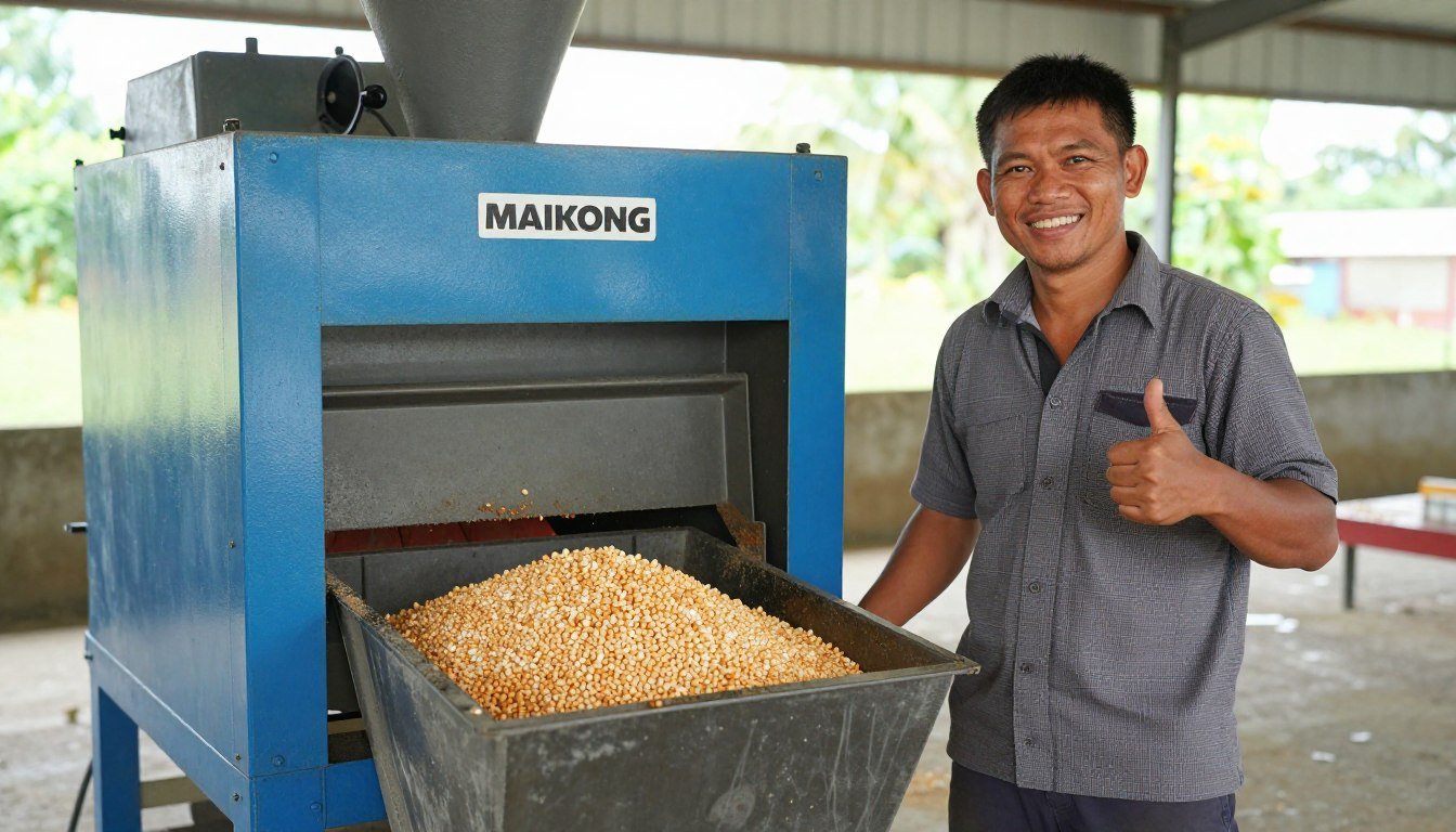 Filipino farmer successfully operating MAIKONG pellet machine
