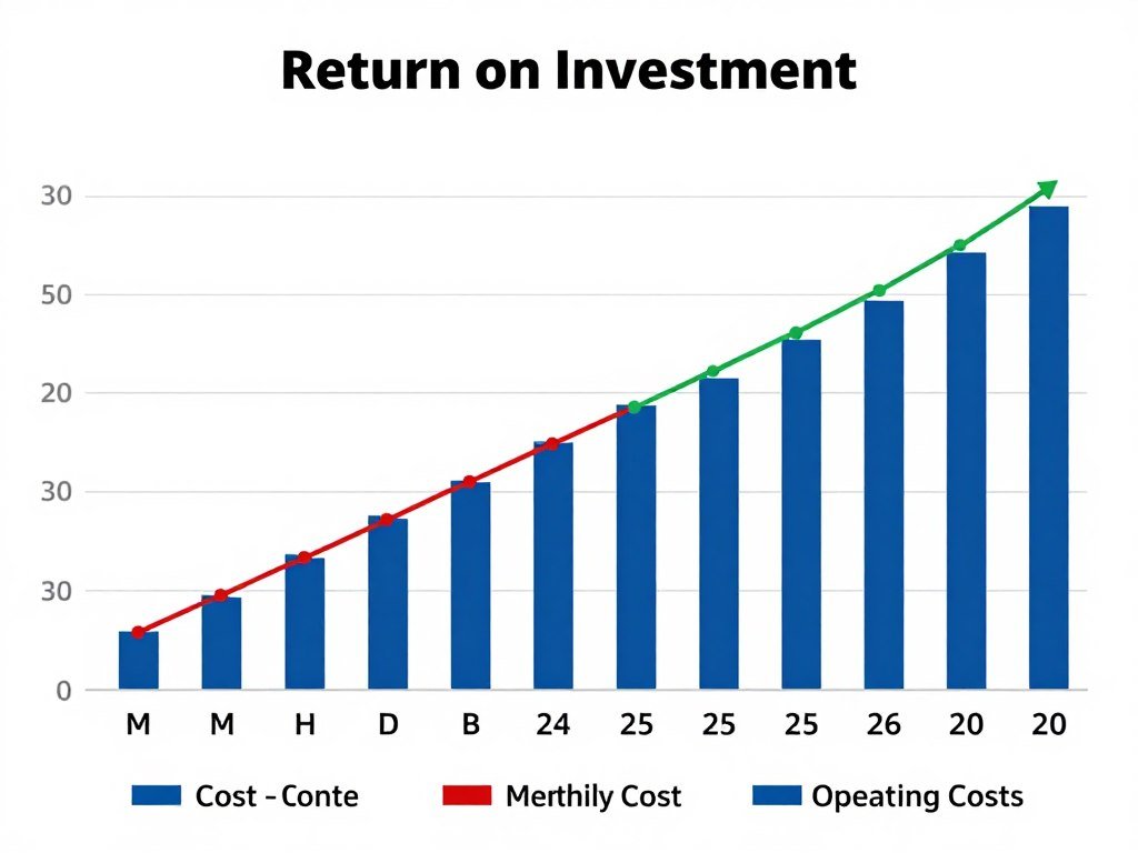 Financial analysis chart showing ROI timeline for aqua feed production line investment