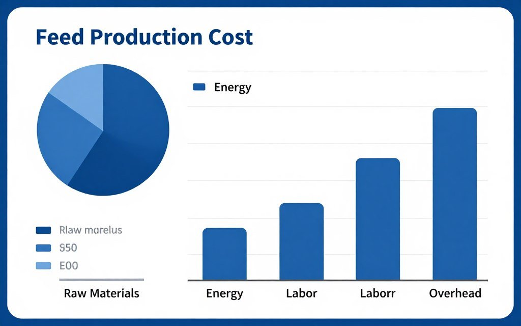 Financial analysis chart showing feed production cost breakdown Financial analysis chart showing feed production cost breakdown