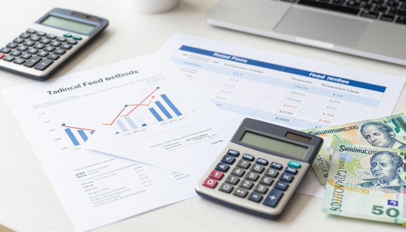 Financial analysis comparing traditional and modern feed production costs