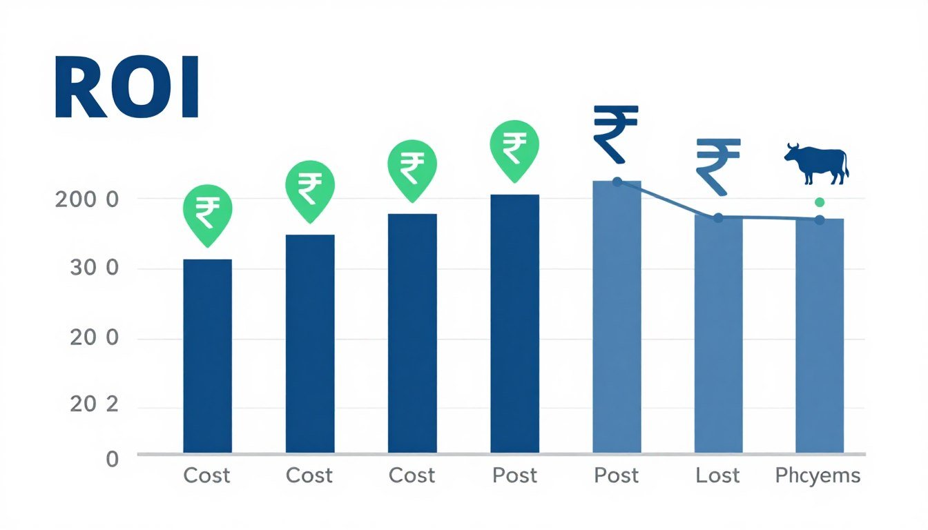Financial chart showing ROI timeline for cattle feed pellet machine investment