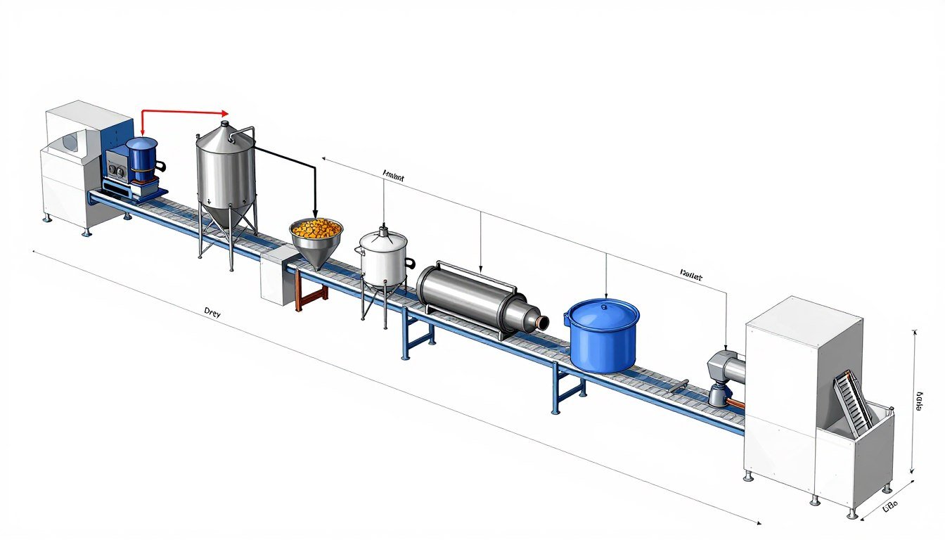 Fish feed production line equipment layout diagram