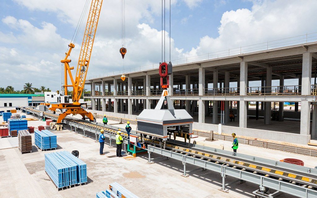 Fish feed production line installation and construction site