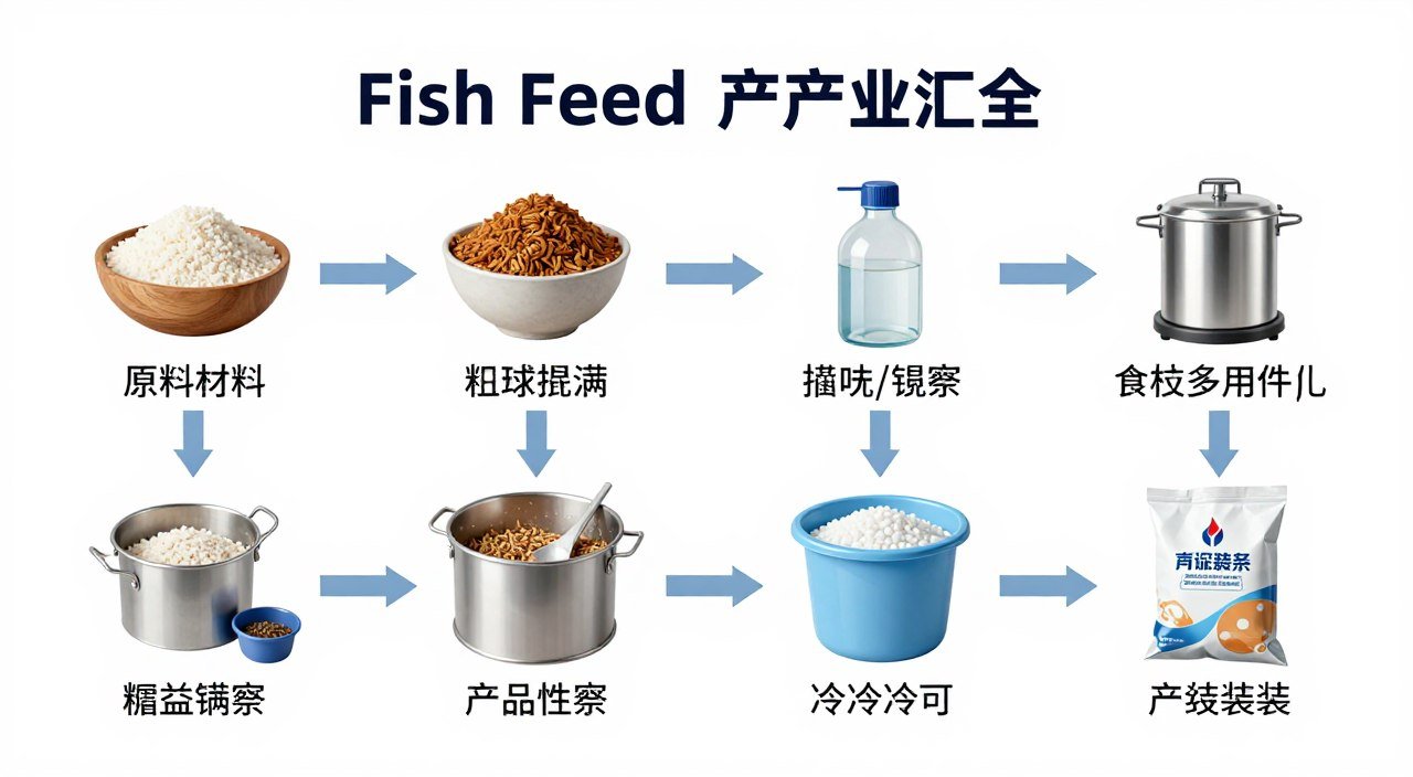 Fish feed production process flow diagram