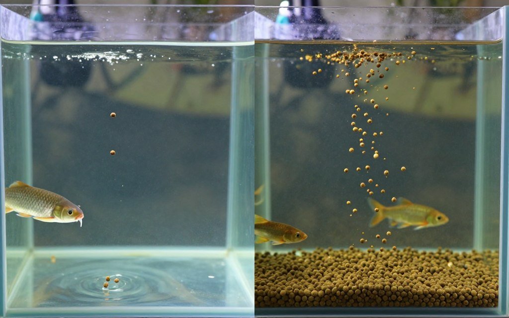Floating and sinking fish feed pellets comparison