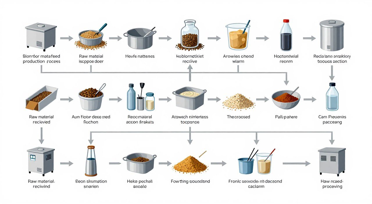 Flow chart diagram of poultry feed production process Flow chart diagram of poultry feed production process