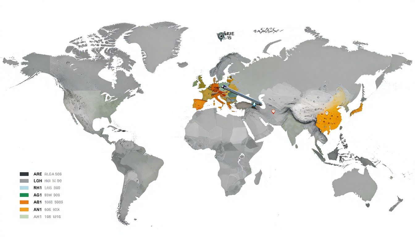 Global map showing MAIKONG chicken feed production line installations across continents