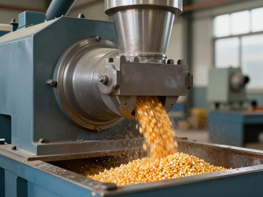 Hammer mill grinding corn