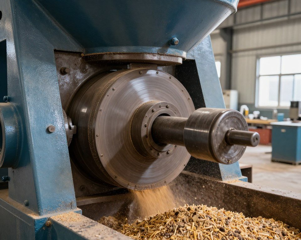 Hammer mill grinding raw feed materials