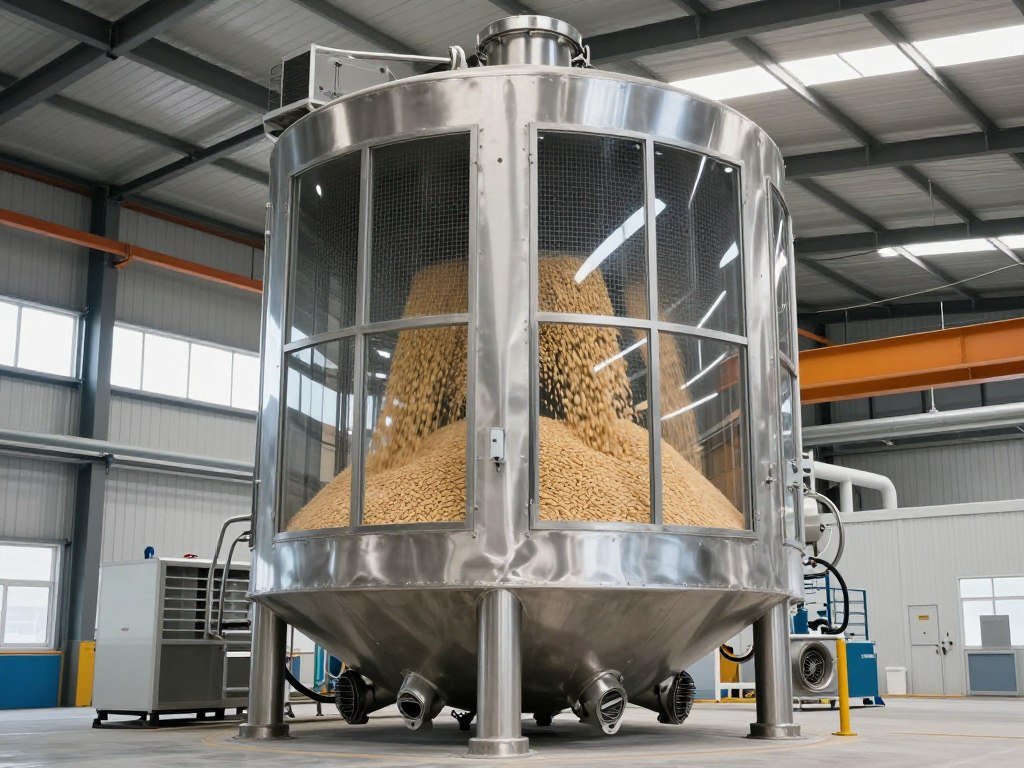Industrial counter-flow pellet cooler in feed mill
