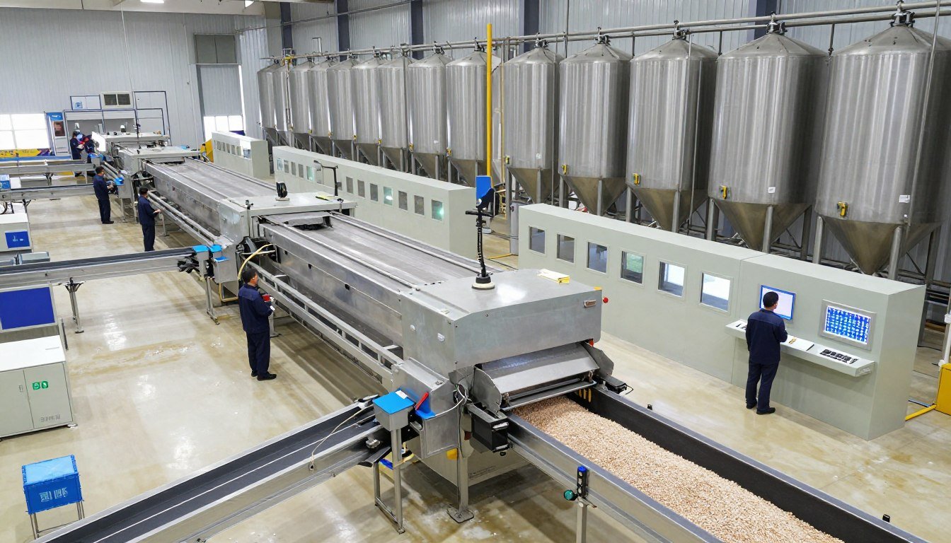 Industrial fish feed production line with multiple MAIKONG pellet machines