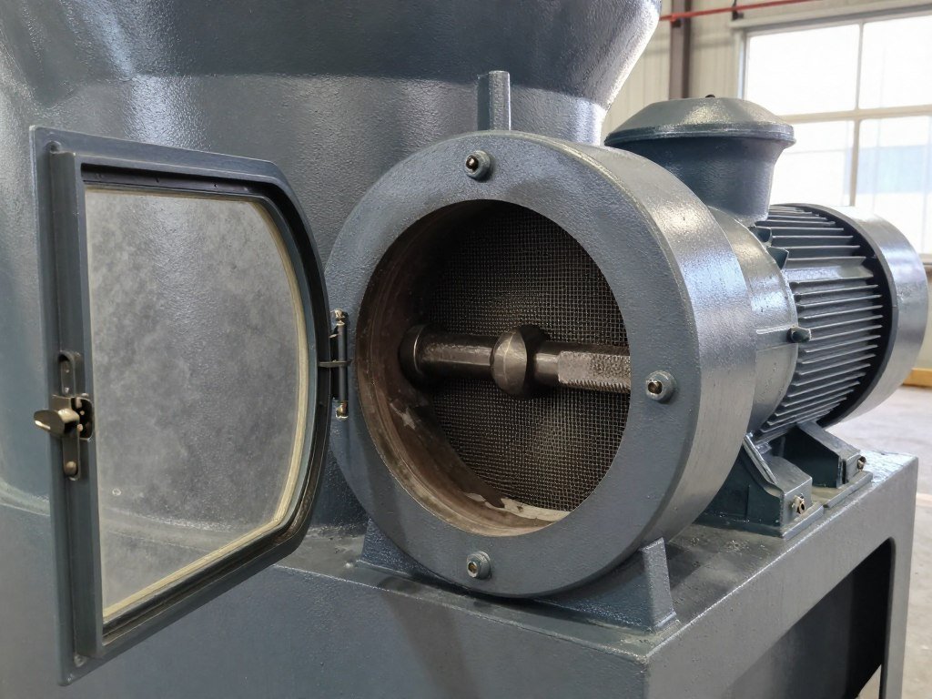 Industrial hammer mill for fish feed ingredient grinding