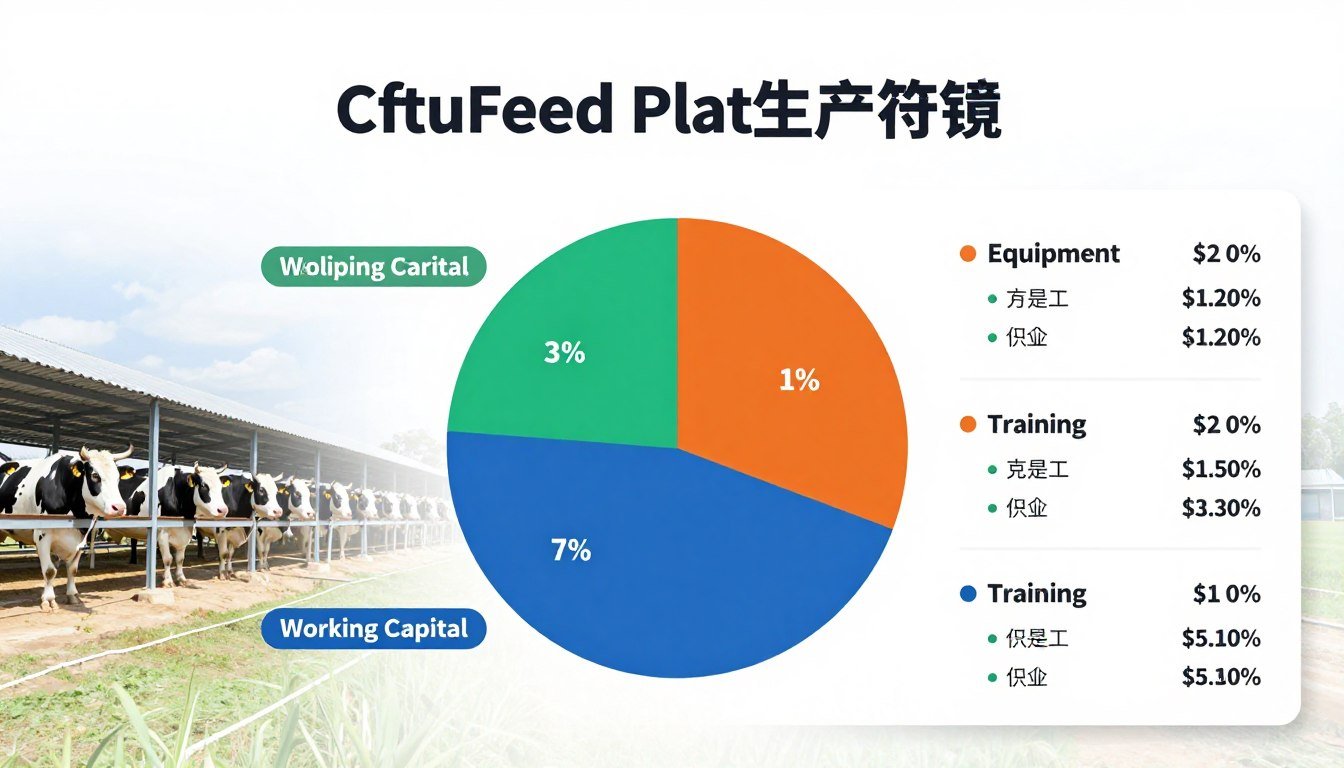 Investment breakdown chart for cattle feed production line
