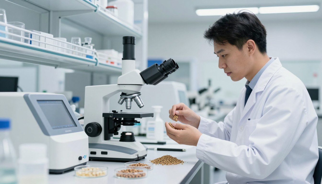 Laboratory testing of aquatic feed pellets for quality parameters